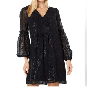Lilly Pulitzer Cleme Silk Dress Onyx Fish Clip Chiffon Size 4